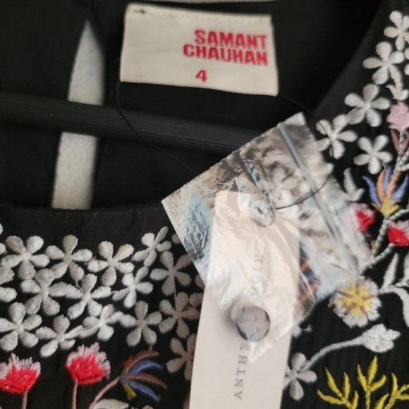 SAMANT CHAUHAN Anthropologie Black Embroidered Oversized Maxi Dress Size 4 NWT - Picture 16 of 16